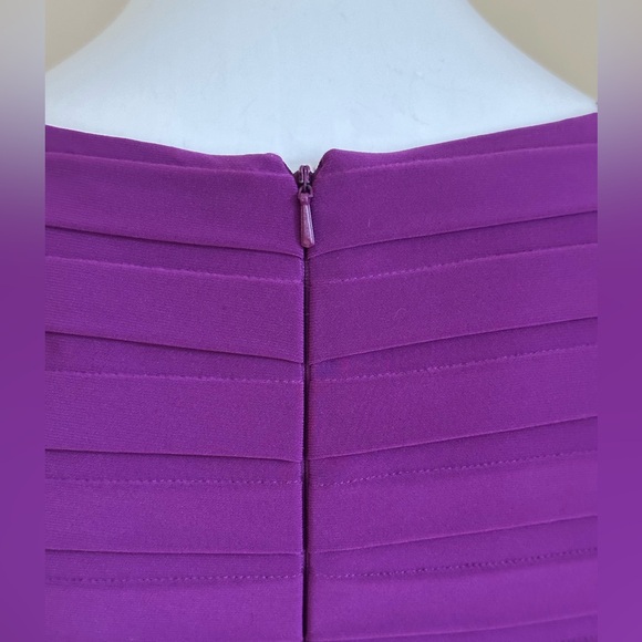 ADRIANNA PAPELL Short Sleeve, Form Flattering Purple Pleated Dress. V Neck Sz 6. - Picture 8 of 15